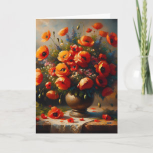 Carte Je vous souhaite un bel anniversaire   Poppies rou