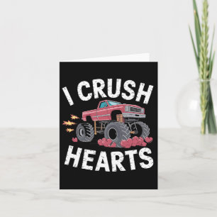 Carte J'écrase Coeurs Monster Truck Funny Valentines Day