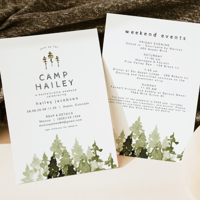 Carte JENNA Rustic Pine Mountain Camp Bachelorette (Créateur téléchargé)