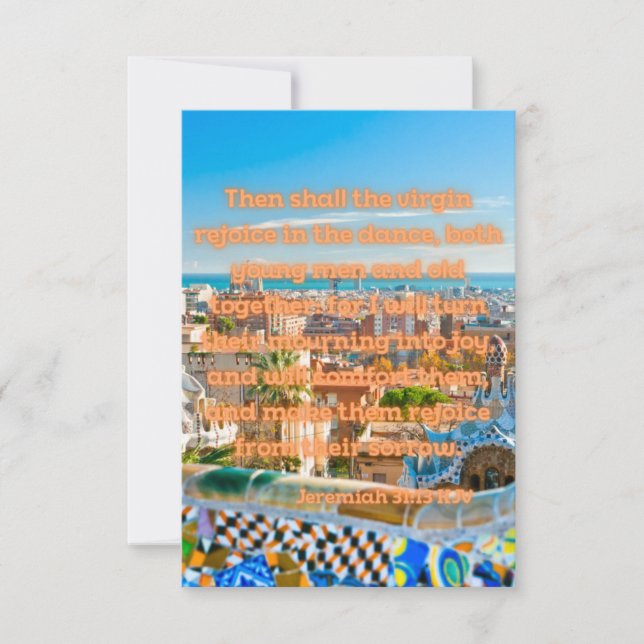 Carte Jeremiah 31:13 KJV Bible Verse Pic Flat Salutation (Devant)