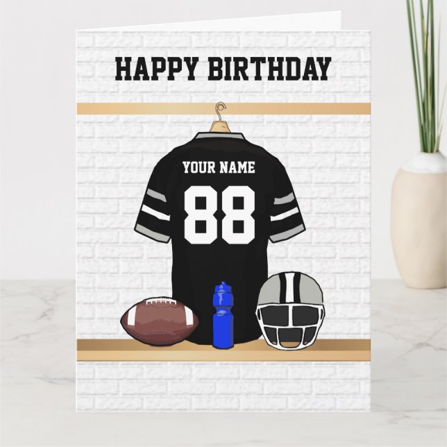 Carte Jersey Black and Grey Football Joyeux anniversaire (Devant)