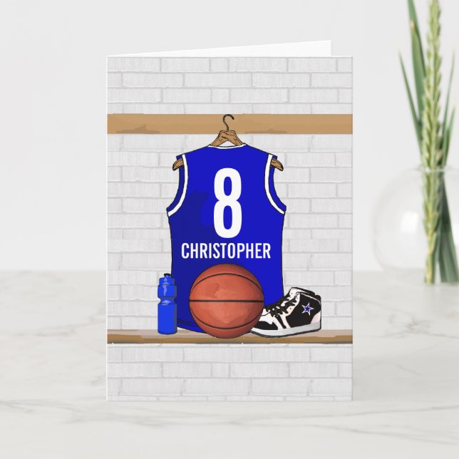 Carte Jersey Blue and White Basketball (Devant)