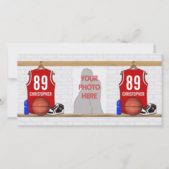 Carte Jersey de basket-ball rouge et blanc personnalisé (Devant)