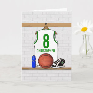 Carte Jersey de basketball blanc et vert personnalisé