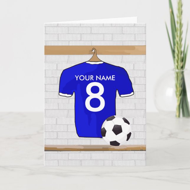 Carte Jersey de football bleu blanc personnalisé (Devant)