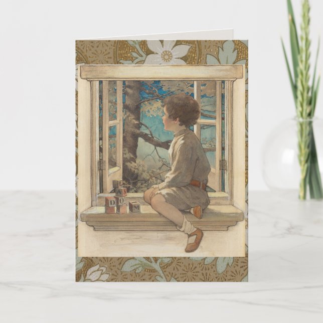 Carte Jessie Wilcox Smith "Dream Blocks" Boy Window (Devant)