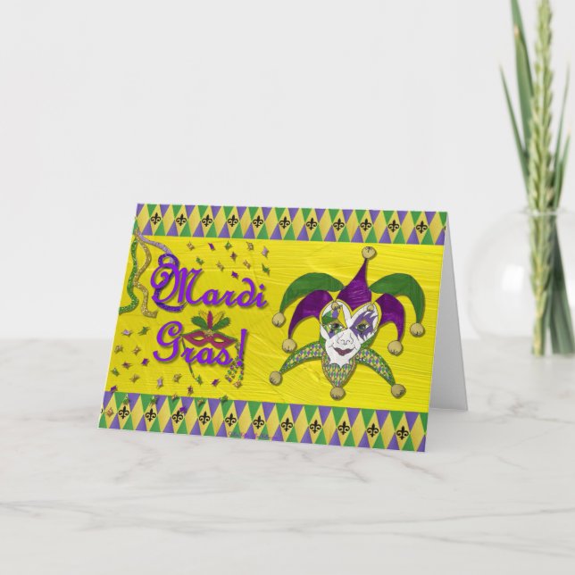 Carte Jester Mask Mardi Gras Arlequin (Devant)
