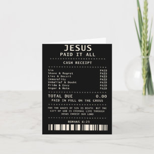 Carte Jésus a tout payé drôle foi chrétienne verset bibl