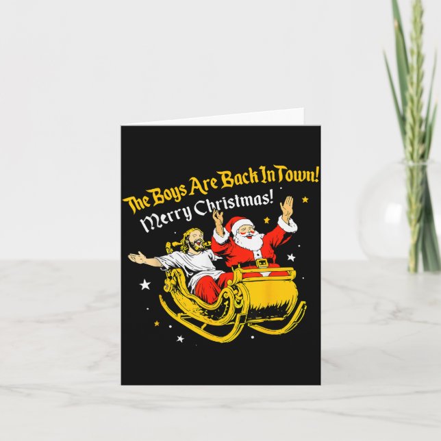 Carte Jesus And Santa Claus Christmas Xmas Town Ous Sayi (Devant)