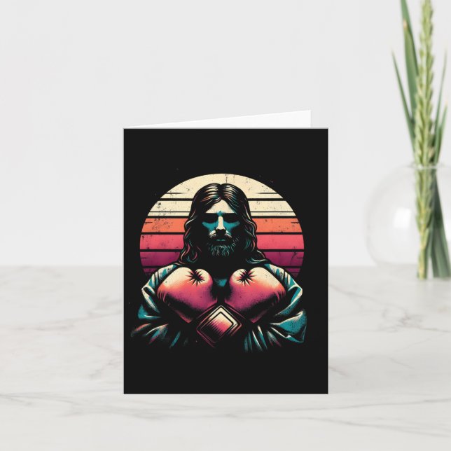 Carte Jésus avec des gants de boxe - Drôle religion chré (Devant)