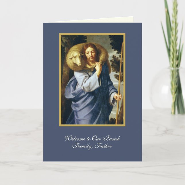 Carte Jésus Bon Pasteur Bienvenue Prêtre Paroissial (Devant)
