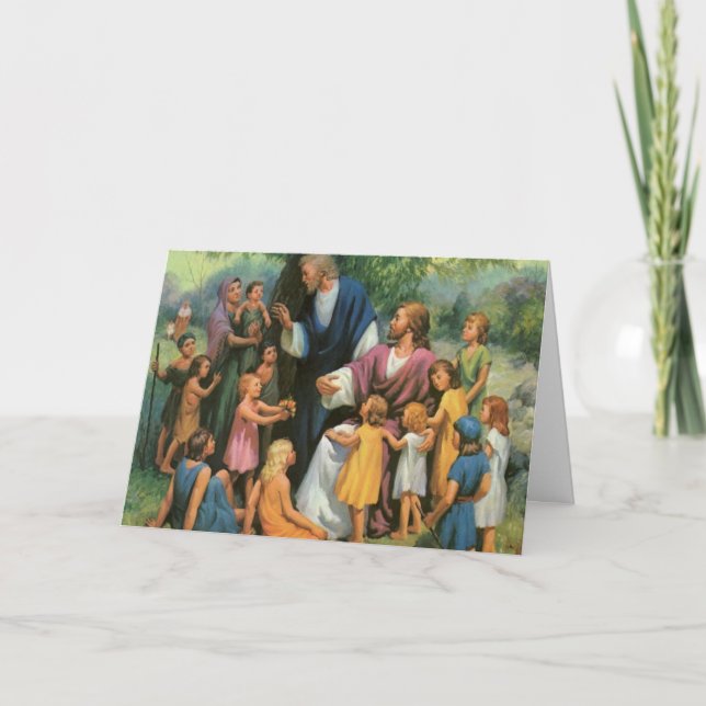 Carte Jésus-Christ Bénédiction des enfants, Religion Vin (Devant)