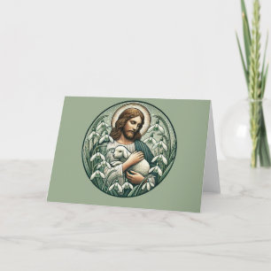 Carte Jésus-Christ et l'agneau dimanche de Pâques