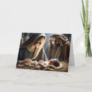 Carte Jésus dans le Manger   Noël religieux
