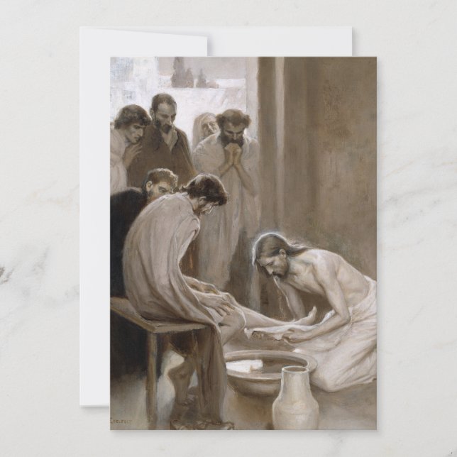 Carte Jésus Lave les pieds des disciples | Albert Edelfe (Devant)