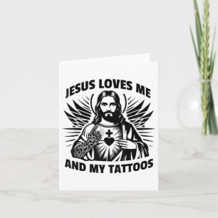 Carte Jésus m'aime et mes tatouages drôle de dicton Tato