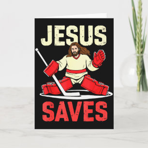 Carte Jésus Sauve Gardien de Hockey sur Glace Joueur Chr
