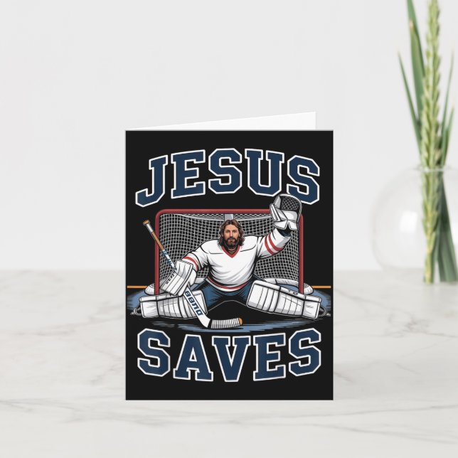 Carte Jesus Saves Hockey Player Team God Hockey Lovers H (Devant)