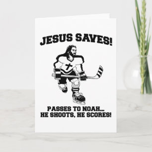Carte Jesus Saves Hockey t-shirt drôle