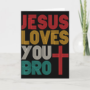 Carte  Jésus T'aime Frère Foi Chrétienne Rétro Typograph