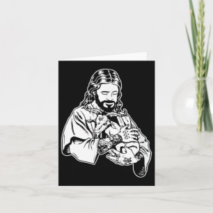 Carte Jésus tenant la chèvre Baphomet occulte tatouage s