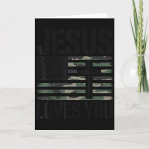 Carte Jésus Vous Aime Camo Chrétien 4 Juillet Hommes Fem