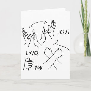 Carte Jésus vous aime Langue des signes chrétienne 