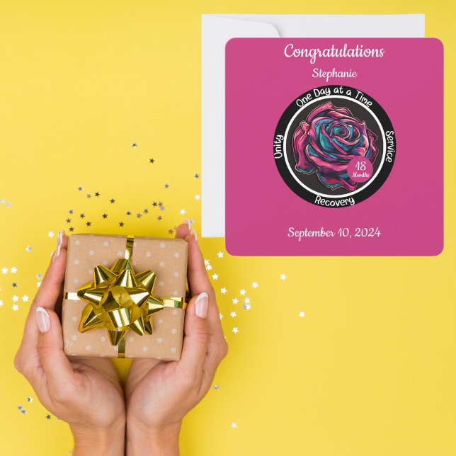 Carte Jeton de Sobriété Rose | Récupération en 12 Étapes (Créateur téléchargé)