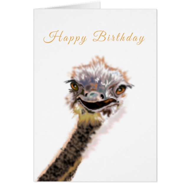 Carte Jeu Anniversaire Happy Ostrich - Smile (Devant)