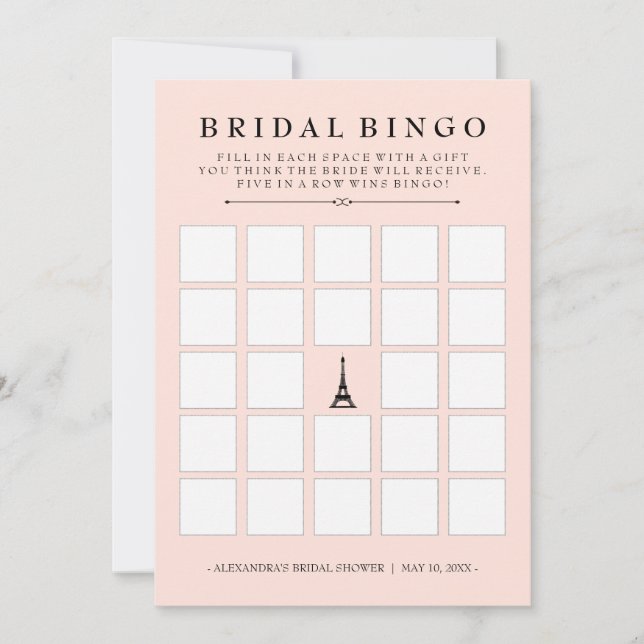 Carte Jeu de bingo de mariage Paris Élégance pour la fêt (Devant)