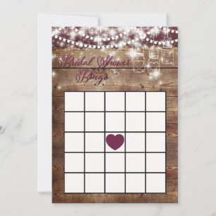 Carte Jeu de Bingo Rustique pour Enterrement de Vie de J