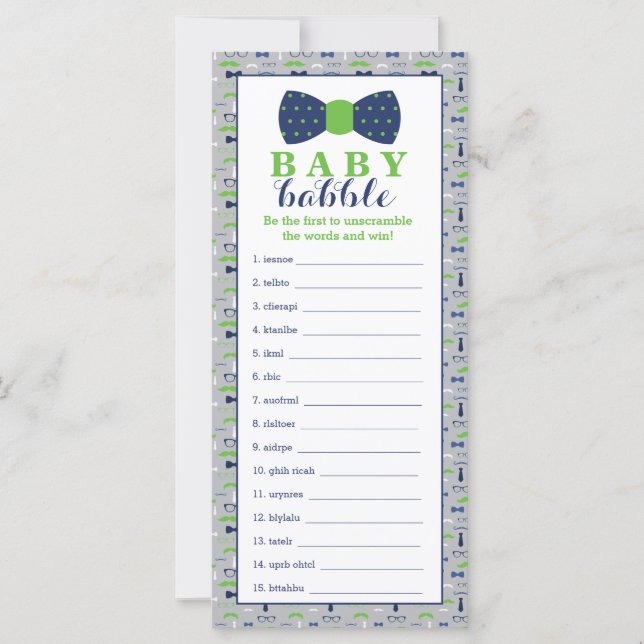 Carte Jeu De Brouillard, Jeu De Baby shower, Petit Homme (Devant)