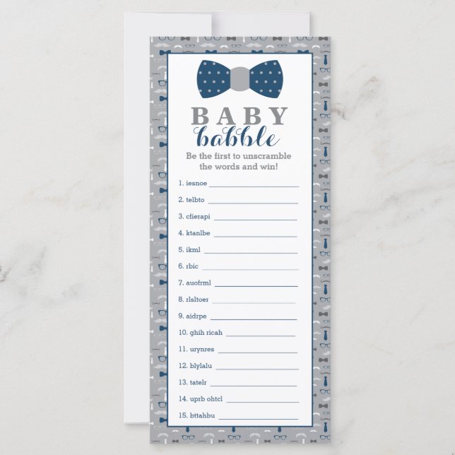 Carte Jeu De Brouillard, Jeu De Baby shower, Petit Homme (Devant)