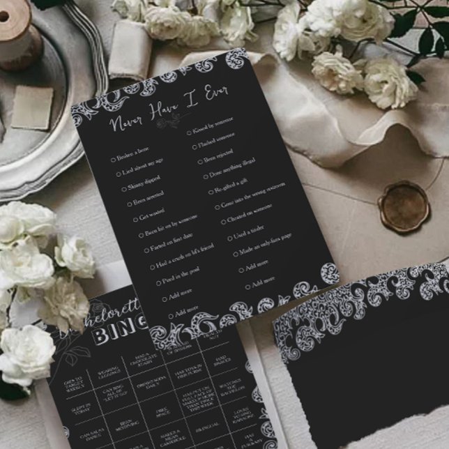 Carte Jeu de fête de bachelorette gothique Never Have I  (Créateur téléchargé)