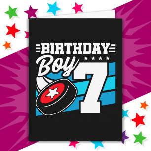 Carte Jeu de hockey 7 ans Thème 7ème anniversaire garçon