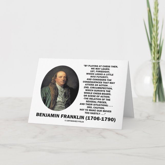 Carte Jeu de la citation de Benjamin Franklin de (Devant)