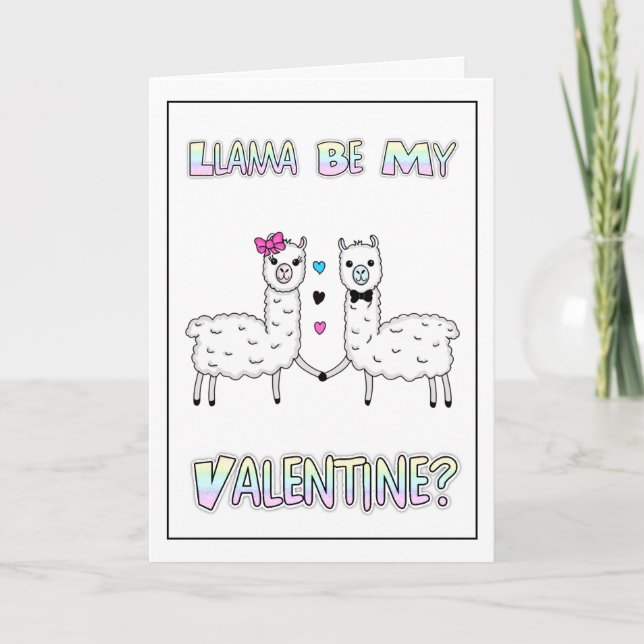 Carte Jeu de mots drôle et mignon de lama pour la Saint- (Devant)