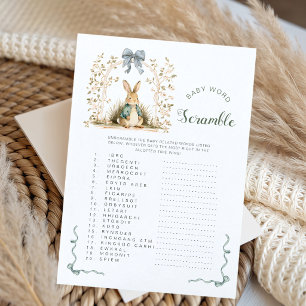 Carte Jeu de mots mêlés bébé - Arche florale de lapin à
