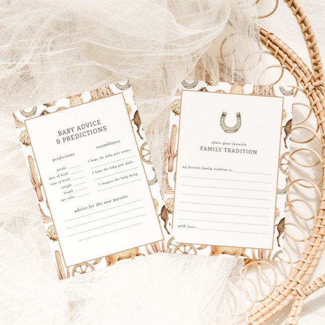 Carte Jeu de prédiction du Baby shower de rodéo occident (Créateur téléchargé)