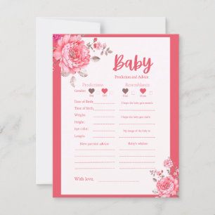 Carte Jeu de prédiction et de conseil sur le Baby shower