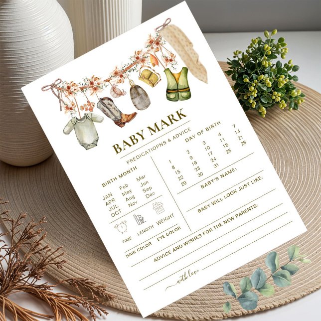 Carte Jeu de prédictions de Baby showers de pêche excité (Créateur téléchargé)