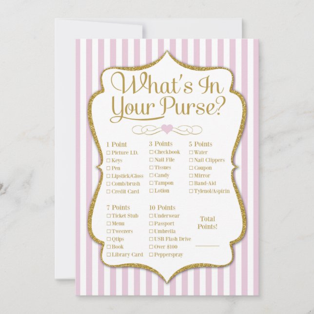 Carte Jeu de Purge Pink Gold Baby shower Fête des mariée (Devant)