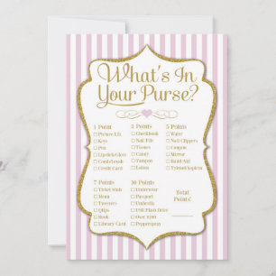 Carte Jeu de Purge Pink Gold Baby shower Fête des mariée
