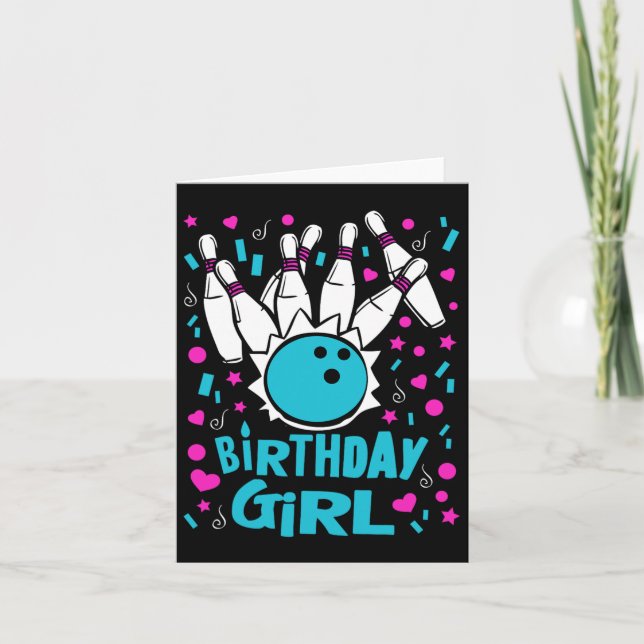 Carte Jeu de quilles mignonne Anniversaire fille Pins Bo (Devant)