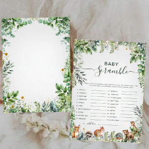 Carte Jeu d'escalade de mots Baby shower Eucalyptus mode