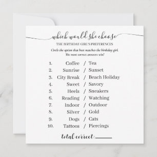 Carte Jeu d'interview d'anniversaire minimaliste pour fi