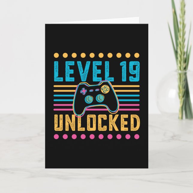 Carte Jeu niveau 19 déverrouillé 19e anniversaire Gamer  (Devant)