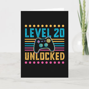 Carte Jeu niveau 20 déverrouillé 20e anniversaire Gamer 