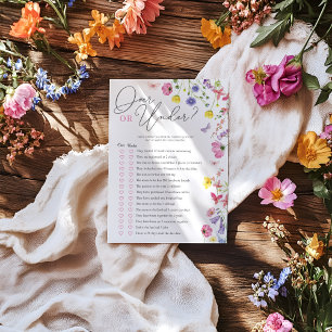 Carte Jeu sur ou sous Baby shower Bébé fleur sauvage