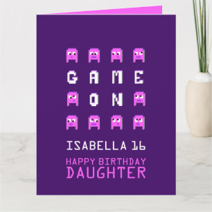 Carte Jeu sur pixel gamer 16e anniversaire fille